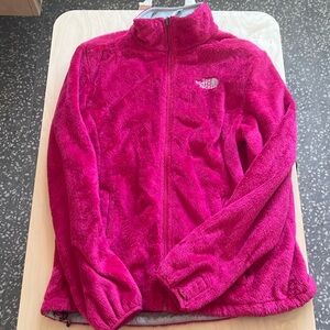 Fuzzy, hot pink Northface zip up jacket